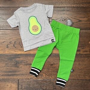 Whistle and Flute Gray Avocado T-Shirt and Green Pants Set
